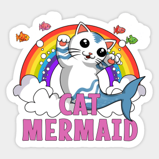 Cat Mermaid Rainbow Sticker